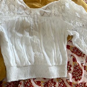 Not so serious white ruffle top- Anthropologie